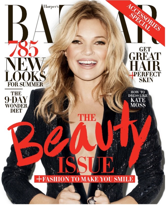 Kate Moss on the cover of Bazaar