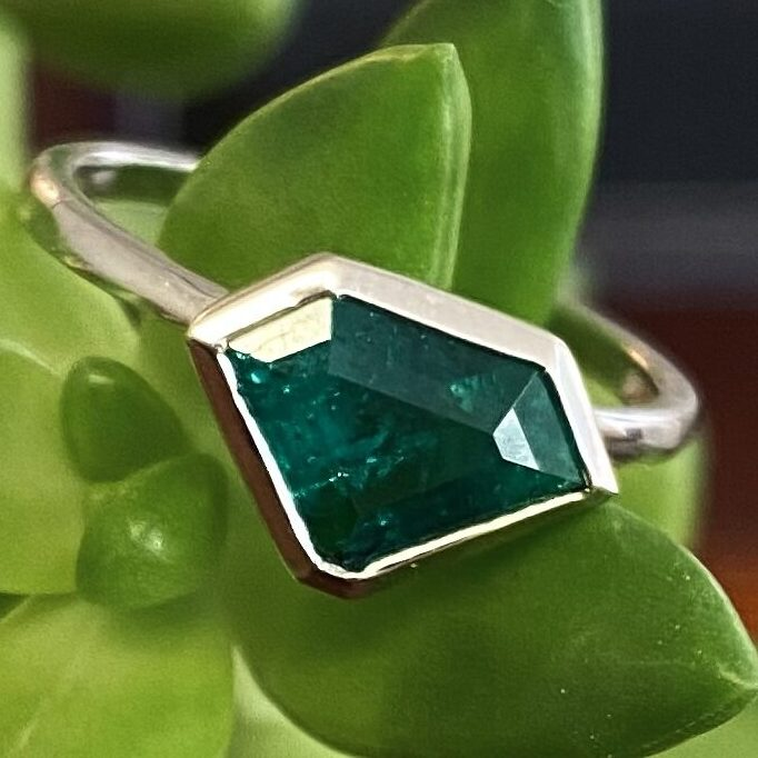fantasy cut Emerald ring