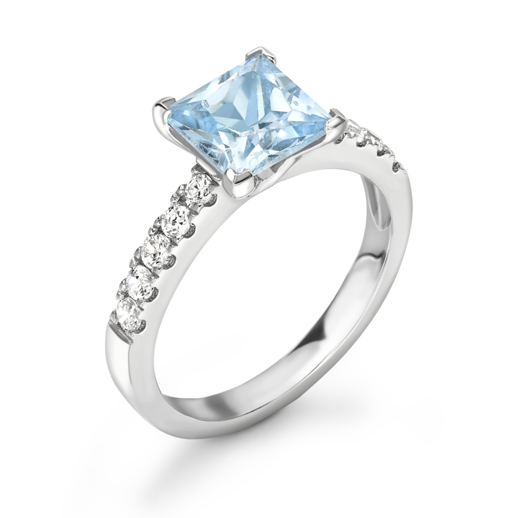 Aquamarine and Diamond Pave Ring