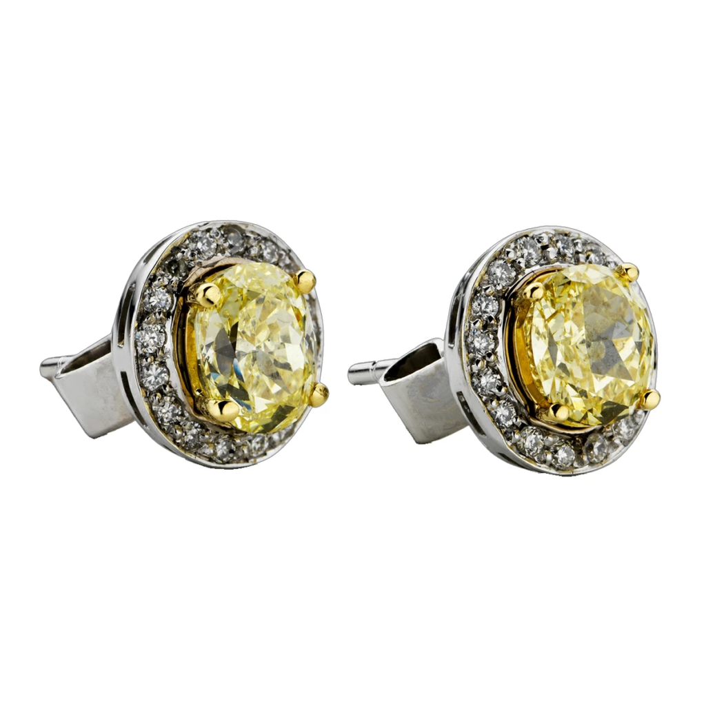White Gold and Yellow Diamond Earrings