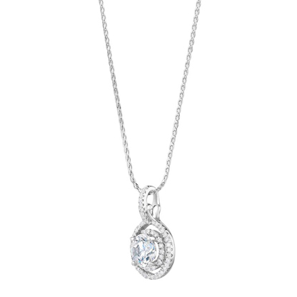 Double Halo Diamond Pendant Necklace