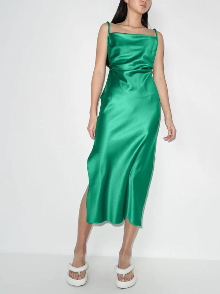 Elegant green silk dress