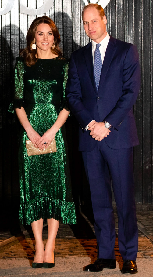 Kate Middleton in a shimmering Falconetti dress
