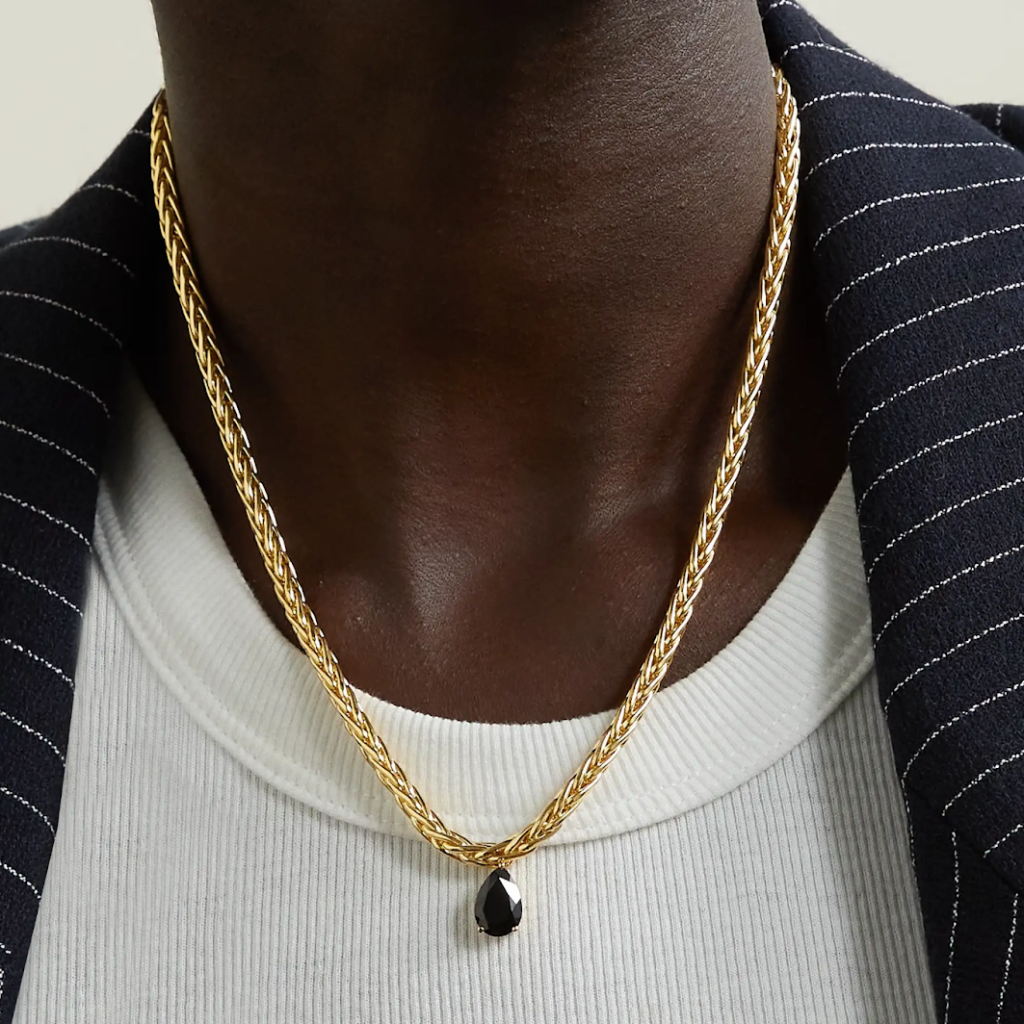 18-karat gold and black spinel necklace