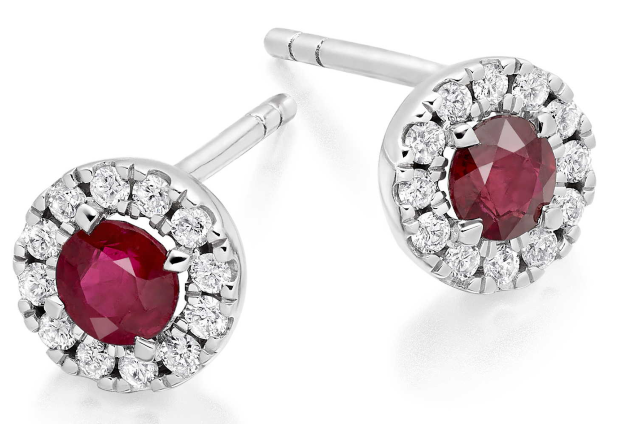 round ruby and diamond earrings