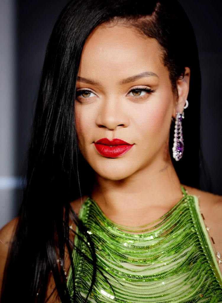 Rihanna wearing amethyst and diamond earrings by Chopard