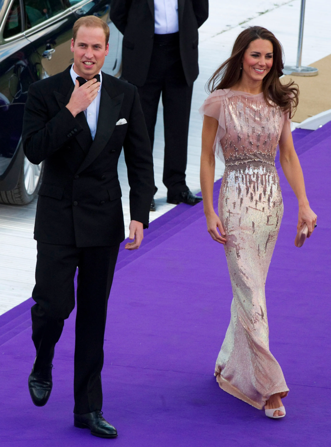 Kate Middleton in a blush Jenny Packham gown