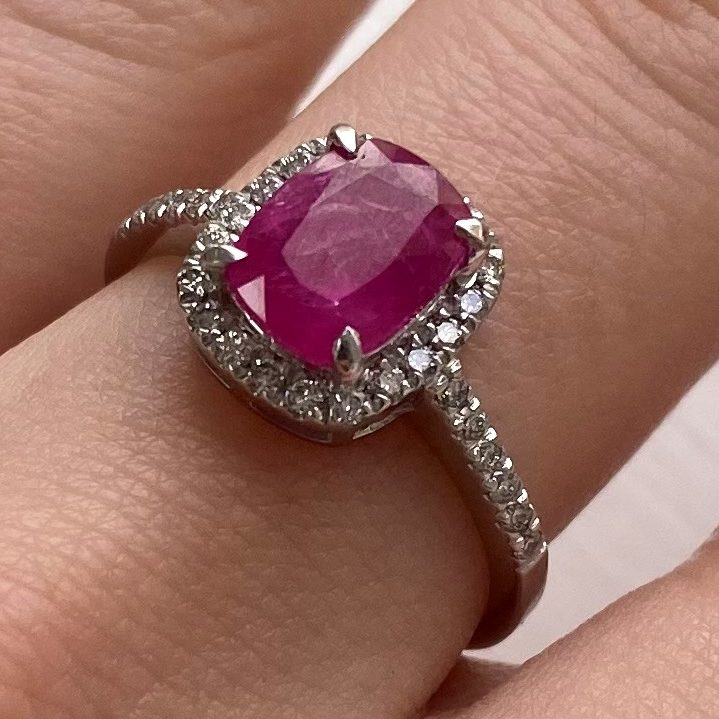 cushion ruby and diamond ring